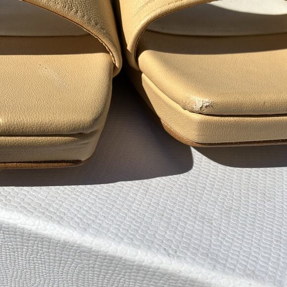 New Franco Sarto Dima Beige Leather Block Heel Sandals F885 chunky spring church - Picture 8 of 11